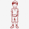Cute Young Boy Silhouette A young child standing in a neutral background, suitable for vector design.