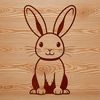 An SVG image of a cartoon bunny animal designed with precision lines and shapes.