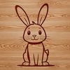 A cute cartoon rabbit sitting on its hind legs, ideal for Easter-themed designs.