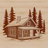 Cozy Mountain Retreat Illustration A simple vector illustration of a cozy cabin, ideal for digital design projects.