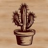 Waxy Succulent Vector Art A stylized illustration of a cactus plant with sharp spines and waxy stems, ideal for vector graphics design.