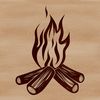 A camp fire illustration with flames, suitable for vector design projects.