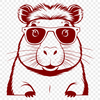 Rodent in Shades A large rodent in a field wearing trendy sunglasses.