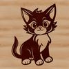 Playful Kitty Standing Tall A cartoon cat standing upright on its hind legs with a playful expression.
