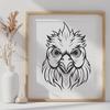 Free Chicken Vector A simple illustration of a chicken's head with bold lines and minimal details.