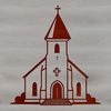 A stylized vector image of a church, suitable for graphic design and digital art.