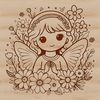 Beautiful Angel Clip Art in Floral Pattern Angel icon in a floral pattern, suitable for digital and craft applications.