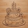 Free Vector Birthday Cake Clip Art A colorful illustration of a birthday cake with candles and decorations, perfect for vector design projects.