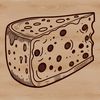 Cutting Board Delight Vector Graphic A vector graphic representation of a slice of cheese cut in half.