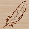 A high-quality digital vector representation of a feather in various layers, suitable for clip art designs.