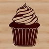 Colorful Cup Cake Icon Design A digital vector design of a single serving dessert cake with sprinkles.