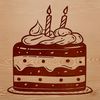 A colorful birthday cake with candles and decorations, suitable for personal or commercial use as a vector design.