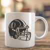 Football Graphic Icon A graphic representation of a football featuring a protective helmet and laces.