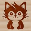 A sitting cat with endearing facial features.