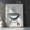 Grill and Patio Essentials Vector Illustration A vector illustration of a grill and BBQ setup on a patio.
