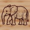 A digital illustration of a standing elephant, suitable for various uses such as vector art and clipart.