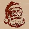 A stylized illustration of Father Christmas in traditional red and white attire.