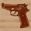 A stylized illustration of a handgun in vector format.