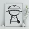 Grill Station SVG Graphic Design A 2D illustration of a backyard barbecue setup, featuring a grill and surrounding elements.