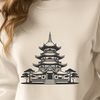 Elegant Buddhist Sanctuary A traditional Buddhist temple with intricate details and ornaments, suitable for vector design and commercial use.