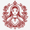 Elegant Floral Emblem of Faith A stylized floral emblem representing the Immaculate Heart, suitable for vector art and design projects.