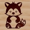A simple line drawing of a raccoon sitting on its haunches, suitable for use as clip art or vector design.