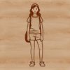 An SVG illustration of a girl character created with precision lines and shapes for various design applications.