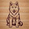 Illustration of a husky dog depicted in a sitting pose with attention to detail suitable for digital use.