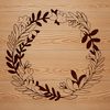 A floral wreath design made with vector shapes, suitable for cutting machines or laser cutters.