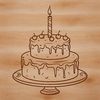 Whimsical Birthday Cake Vector Artwork Illustrated design of a birthday cake with candles and decorations