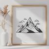A detailed digital illustration of a mountain landscape with various peaks and contours.
