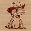 A cartoon lizard wearing a hat, rendered in vector format.