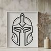 Classic Greek Warrior Silhouette Ancient Greek warrior, Spartan soldier in full armor with distinctive helmet.