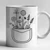 Wildflower Pocket Illustration A stylized illustration of a pocket featuring a cluster of wild flowers.