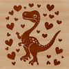 A prehistoric dinosaur illustration featuring love hearts in a vector design style.