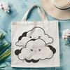 A white, puffy cloud in the sky, suitable for graphic design and digital art projects.