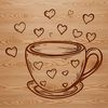 A simple cup design with love hearts and a bold shape, suitable for printing or cutting on various materials.