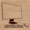 Digital Workspace Illustration A digital workstation featuring a keyboard and computer monitor.