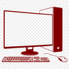 Computer with keyboard on desktop, vector illustration for design projects