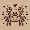 Love Crab Illustration Close-up illustration of a crab with love hearts incorporated into its design.