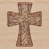 A stylized representation of a cross with intricate details, suitable for various design purposes.