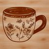 Stylized Floral Cup Design A simple design of a coffee cup with a stylized floral pattern.