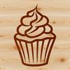 Colorful Cupcake SVG Clip Art A stylized illustration of a cupcake with frosting and sprinkles, created using vector graphics.