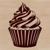 Vector Cupcake Design Icon A digital representation of a small round cake with frosting and decorations, suitable for vector design projects.