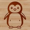 Seaside Penguin Line Art A simple line drawing of a cute penguin in a seaside environment.