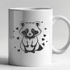 Whimsical Raccoon Illustration with Hearts A stylized illustration of a raccoon with love hearts, suitable for vector designs and clip art.