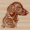 Adorable Canine Head Design A stylized illustration of a dachshund's head with intricate details and ornate design elements.