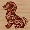 A cute illustration of a sitting dachshund, suitable as clip art for various designs.