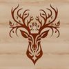 Detailed Wild Animal SVG Art A detailed illustration of a deer's head with intricate lines, suitable for crafting and DIY projects.