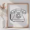 Retro Telephone Design A simple illustration of a classic telephone with a receiver and dial.